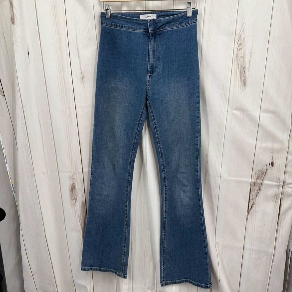 Reserved Denim Women’s 6 Blue Stretchy Flare Wide Leg Jeans